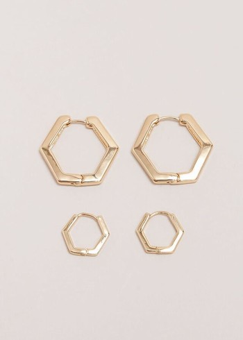 Phase Eight Gold Hexagon Hoop Set Jewellery Gold Australia | DH6792038